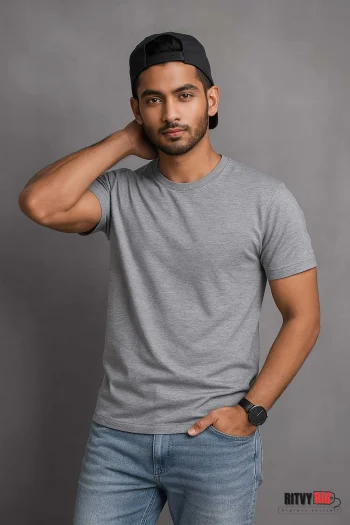 Premium Quality Solid T-shirt - Ash