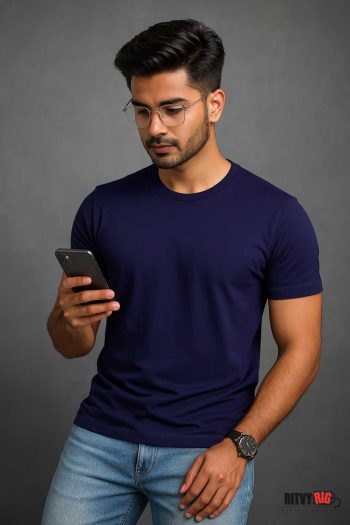 Premium Quality Solid T-shirt - Navy Blue
