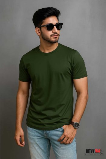 Premium Quality Solid T-shirt - Olive