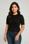 Premium Quality RIB T-shirt for Women – Black