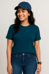 Premium Quality RIB T-shirt for Women – Petrol Blue
