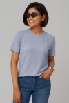 Premium Quality RIB T-shirt for Women - Sky Blue