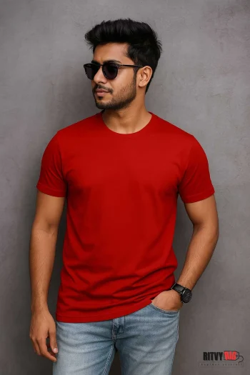 Premium Quality Solid T-shirt - Red