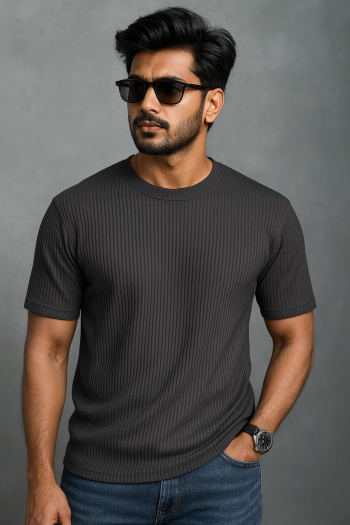 Premium Quality RIB T-shirt - Dark Gray