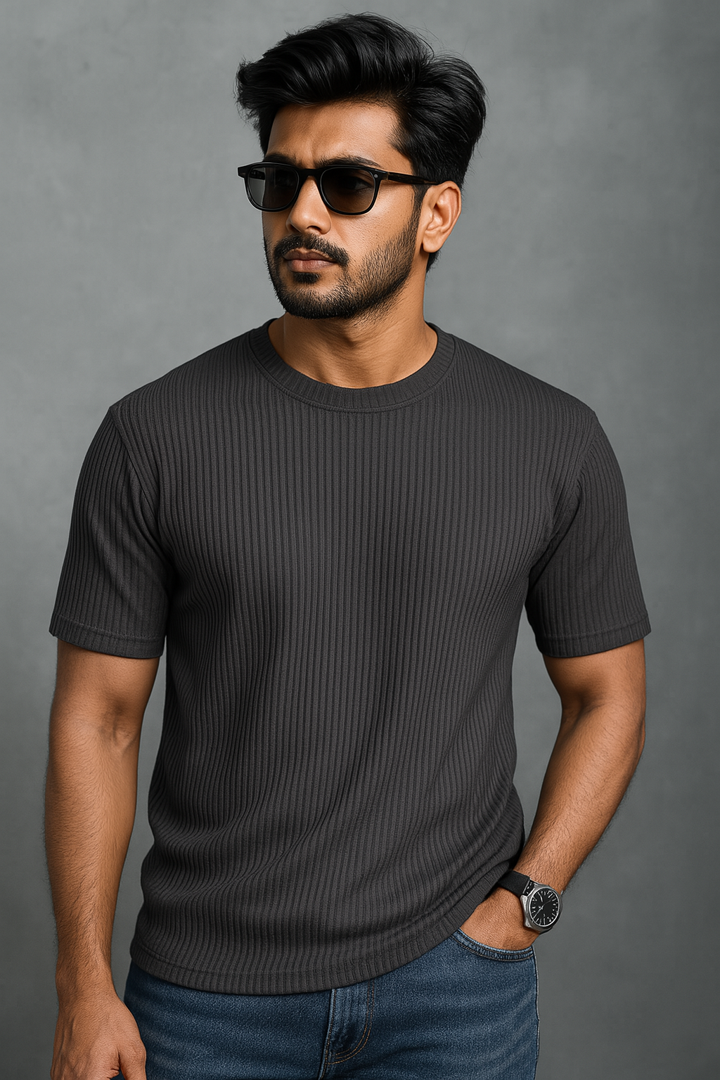 Rib Tshirt - Dark Gray