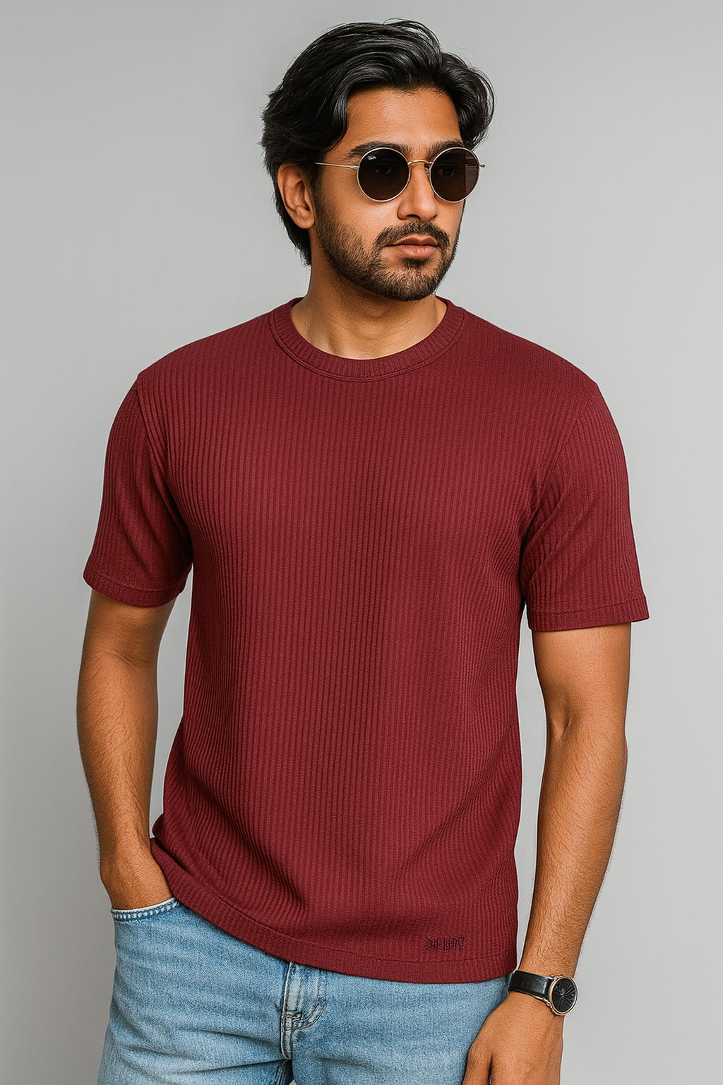 Rib Tshirt - Maroon