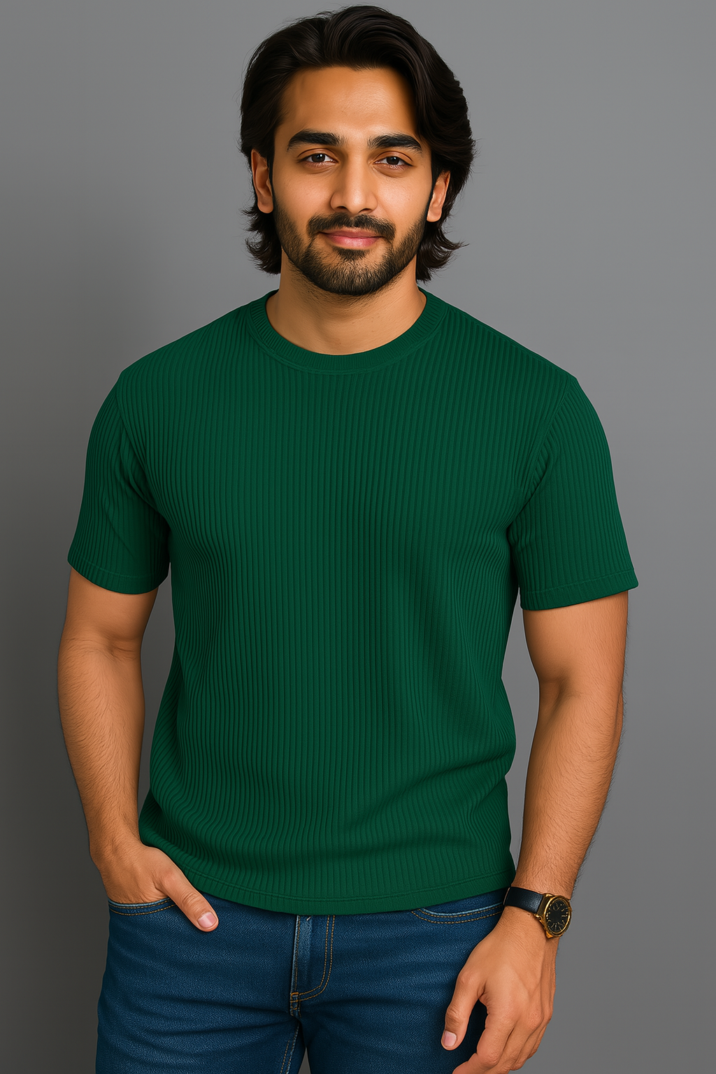 Rib Tshirt - Olive Green
