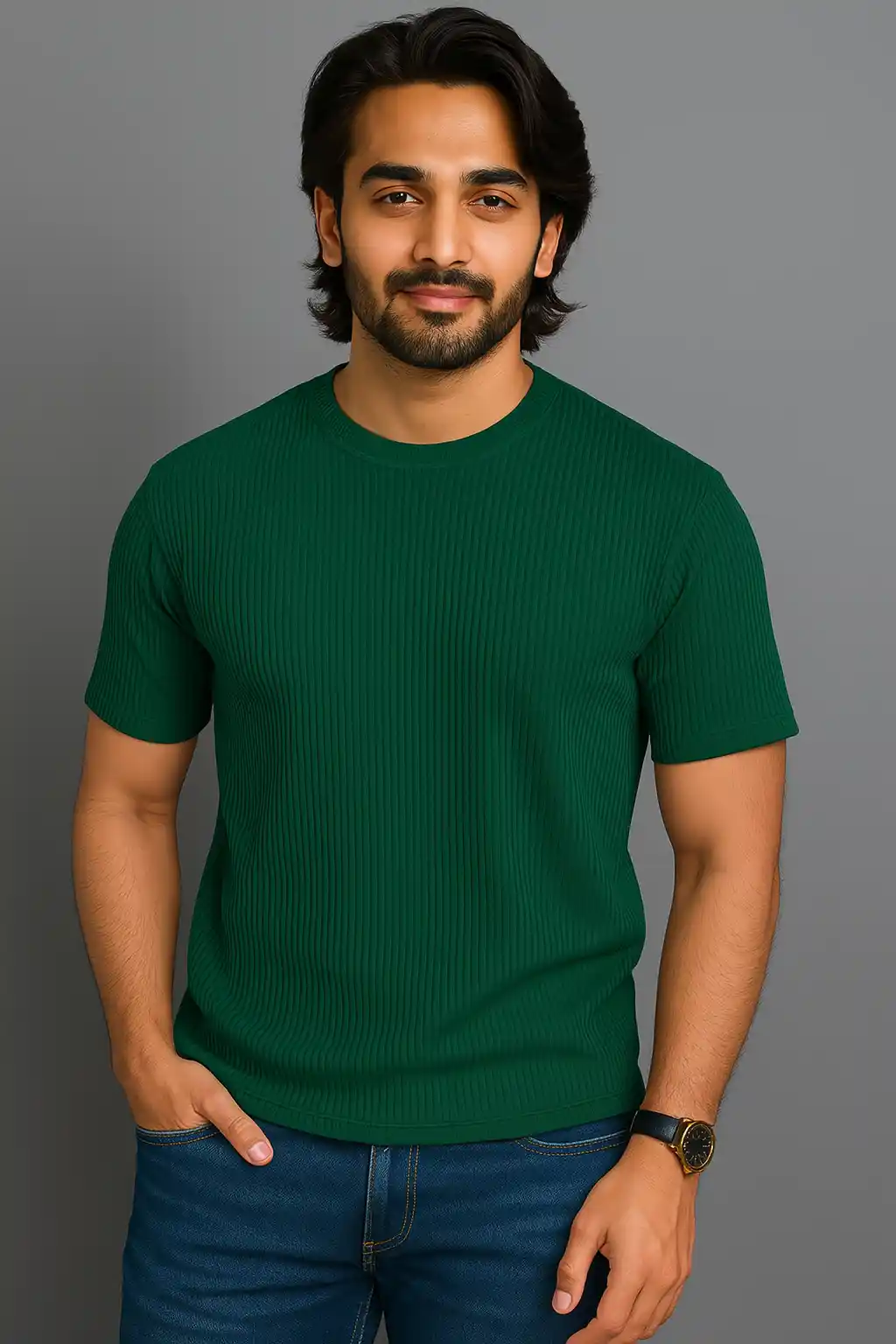 Rib Tshirt - Olive Green