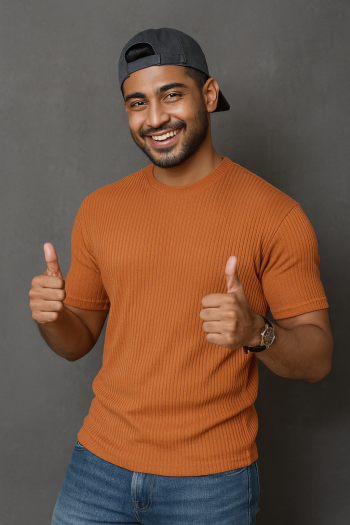 Premium Quality RIB T-shirt - Orange