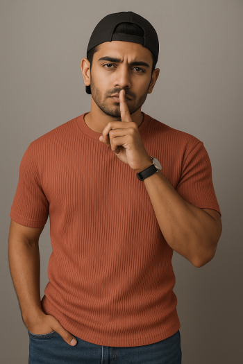 Premium Quality RIB T-shirt - Red Orange