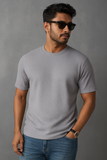 Premium Quality RIB T-shirt - Silver
