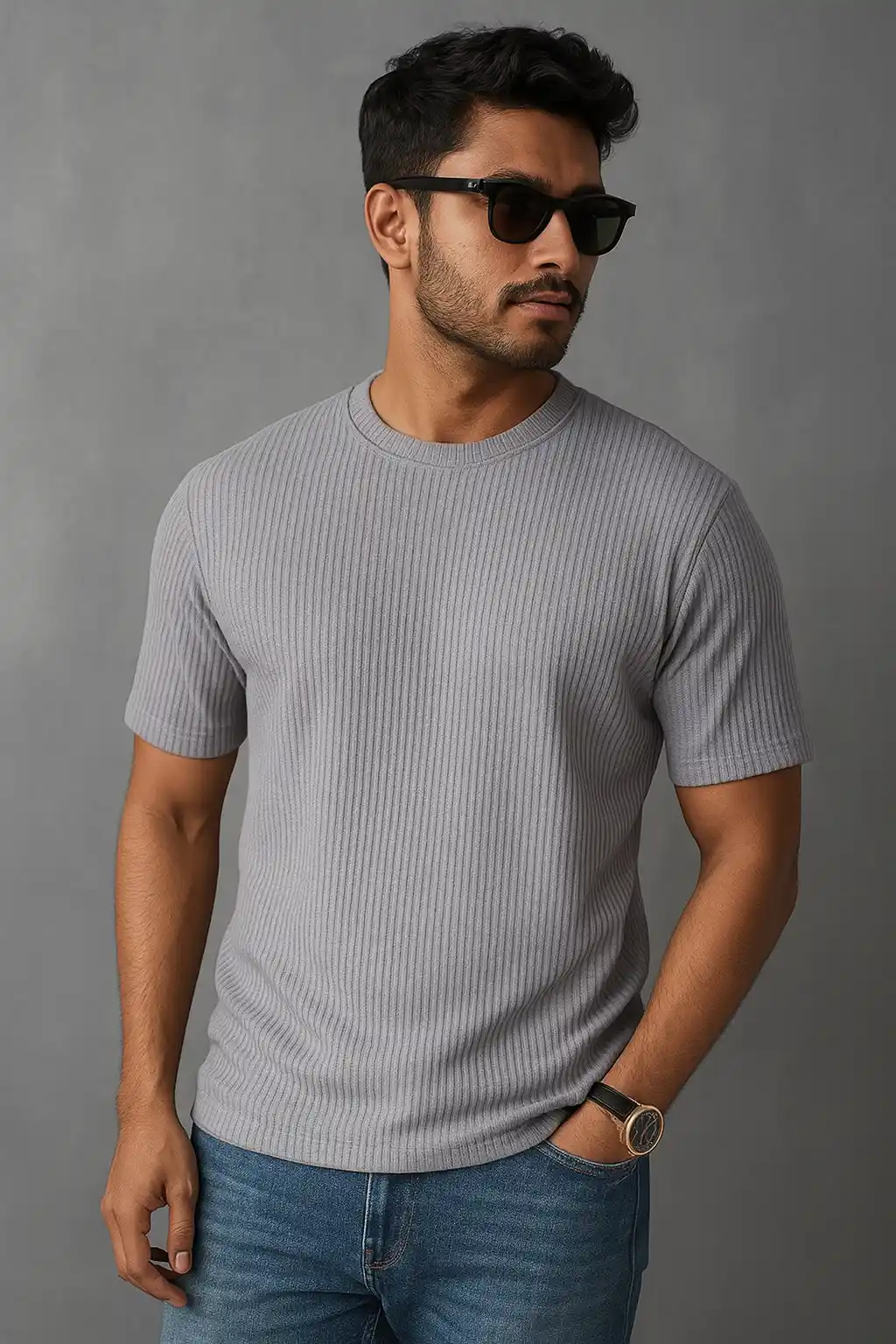 Rib Tshirt - Silver