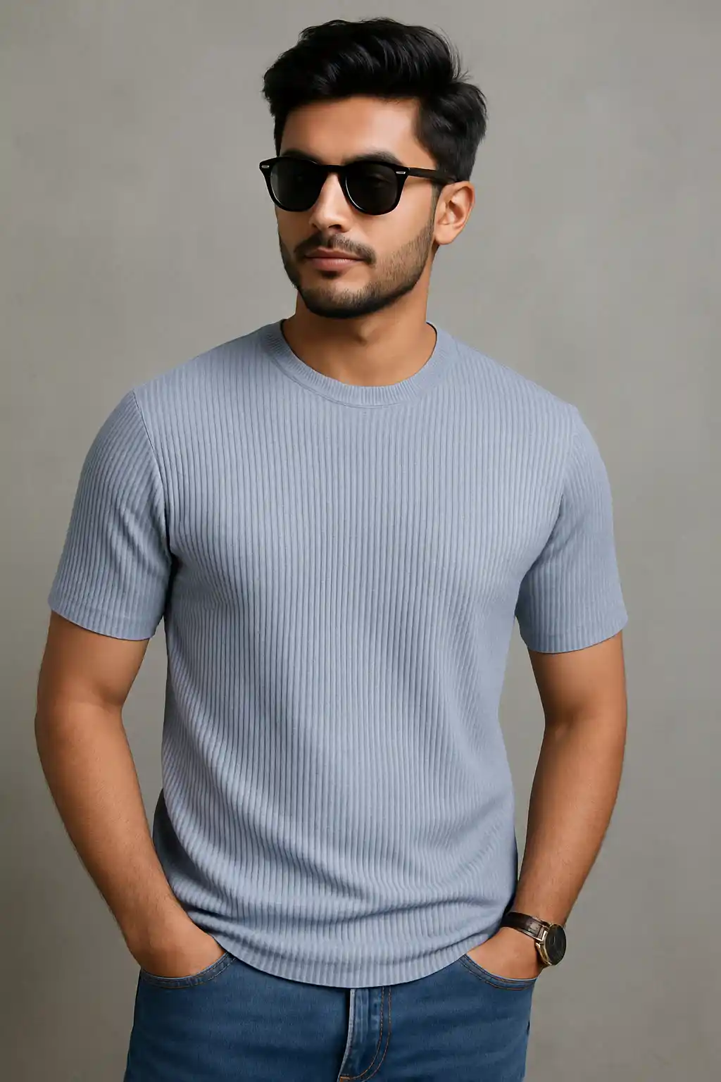 Rib Tshirt - Sky Blue