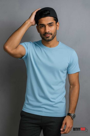 Premium Quality Solid T-shirt - Sky Blue