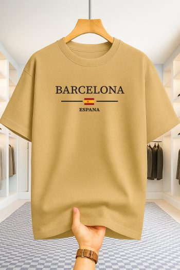Drop Shoulder T-shirt - Barcelona - Beige