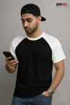 Raglan Half Sleeve T-shirt - Black & White
