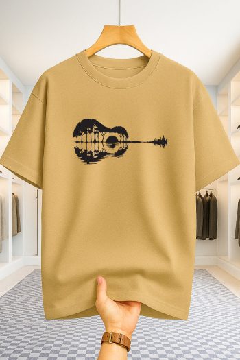 Drop Shoulder T-shirt - Guitar - Beige
