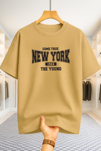 Drop Shoulder T-shirt - NewYork 1968 - Beige