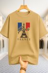 Drop Shoulder T-shirt - Paris Tower - Beige