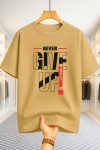 Drop Shoulder T-shirt - Never Give UP - Beige