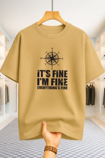 Drop Shoulder T-shirt - Its Fine - Beige