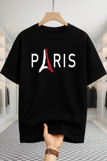 Drop Shoulder T-shirt - Paris 2 - Black
