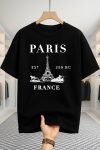 Drop Shoulder T-shirt - Paris France - Black