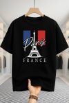 Drop Shoulder T-shirt - Paris Tower - Black