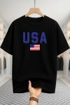 Drop Shoulder T-shirt - USA - Black