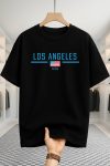 Drop Shoulder T-shirt - Los Angeles USA - Black