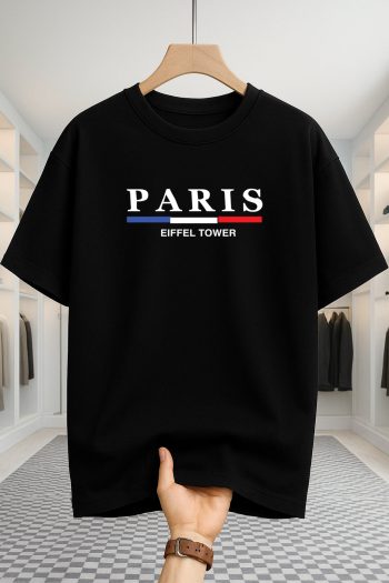 Drop Shoulder T-shirt - Paris Stripe - Black