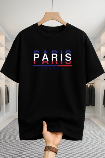 Drop Shoulder T-shirt - Paris F.R.A.N.C.E - Black
