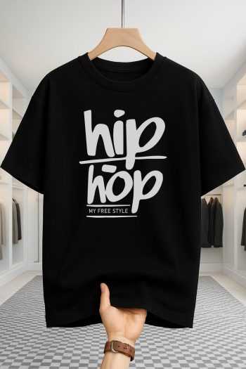 Drop Shoulder T-shirt - HipHop - Black