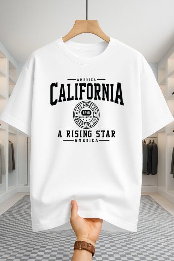Drop Shoulder T-shirt - California U.S.A - White