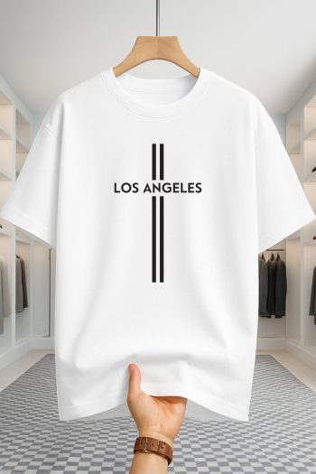 Drop Shoulder T-shirt - Los Angeles - White