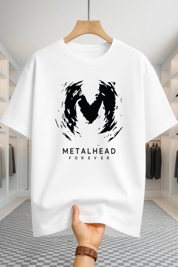 Drop Shoulder T-shirt - Metalhead - White