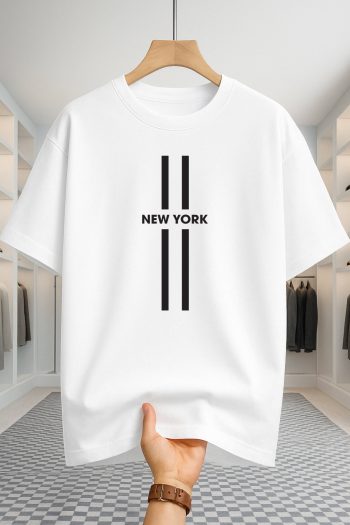 Drop Shoulder T-shirt - NewYork - White