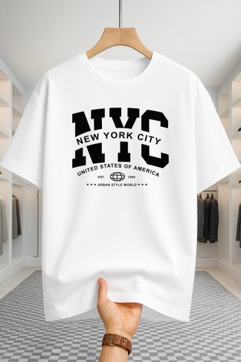 Drop Shoulder T-shirt - NewYork City - White