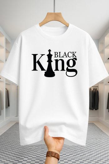Drop Shoulder T-shirt - Black King - White