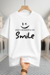 Drop Shoulder T-shirt - Smile - White