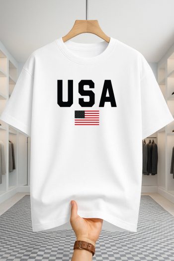 Drop Shoulder T-shirt - USA - White