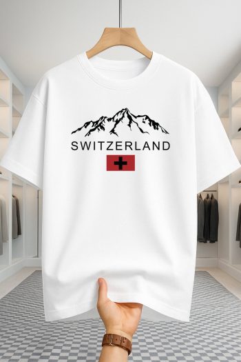 Drop Shoulder T-shirt - Switzerland - White