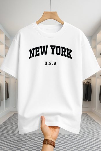 Drop Shoulder T-shirt - NewYork U.S.A - White