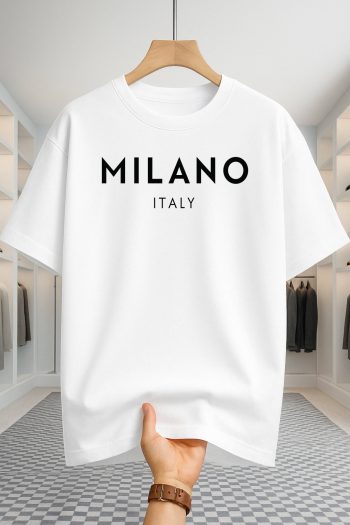 Drop Shoulder T-shirt - Milano Italy - White