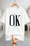 Drop Shoulder T-shirt - OK - White