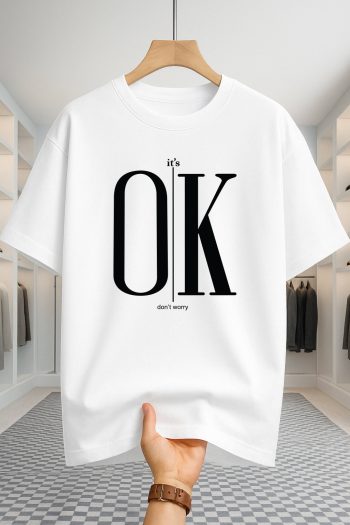 Drop Shoulder T-shirt - OK - White