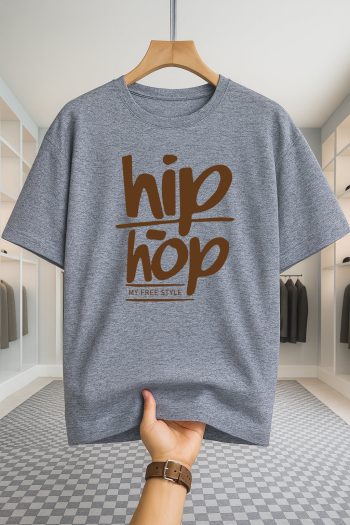 Drop Shoulder T-shirt - HipHop - Ash