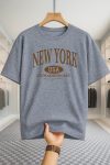 Drop Shoulder T-shirt - NewYork USA - Ash