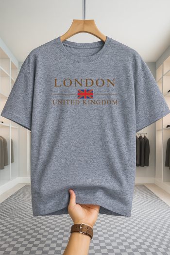 Drop Shoulder T-shirt - London UK - Ash