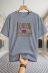 Drop Shoulder T-shirt - London UK Flag - Ash
